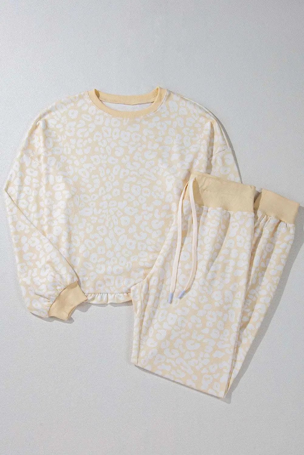 Cozy cheetah print loungewear set - Love Salve